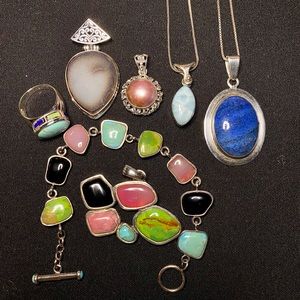4 Pendants, turquoise ring and Barse matching set